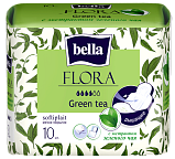 Гигиенические женские прокладки Bella Flora с натуральным экстрактом зеленого чая, 10 шт/уп